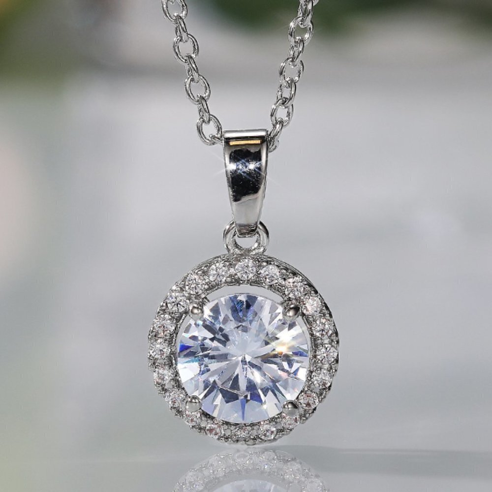🔥 Exquisite Shiny Hollow Round CZ Dainty Pendant Necklace for Women, EVGG1105 - Picture 3 of 8